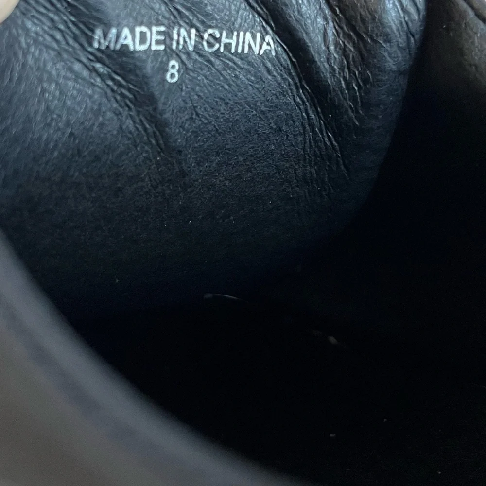 J Slides NYC Black Leather Platform Sneakers Size 8